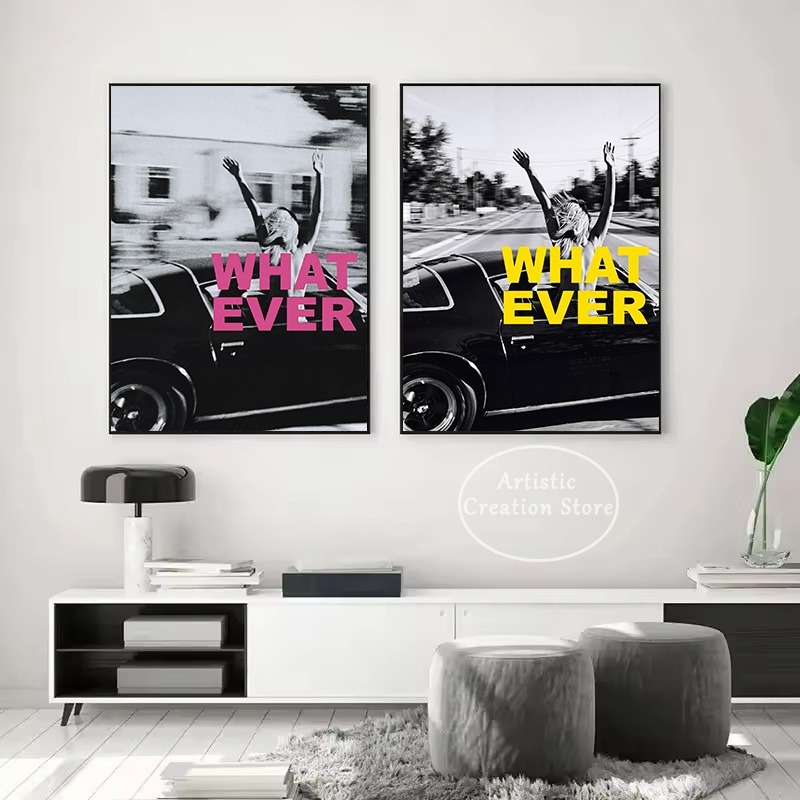 Vintage Fashion Prints For Wall - 레트로 패션 빈티지 자동차 속의 어떤