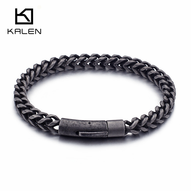 Z Vintage Fashion - KALEN 레트로 스테인리스 스틸 브레이드 링크