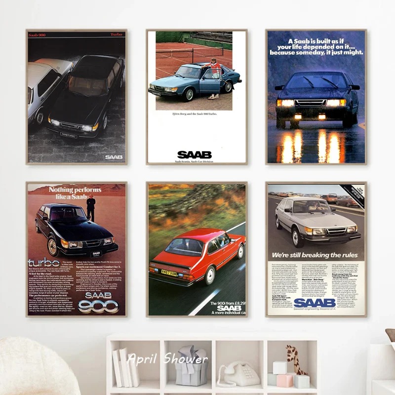 Vintage Fashion Prints For Wall - 클래식 빈티지 사브 900 터보 자동차