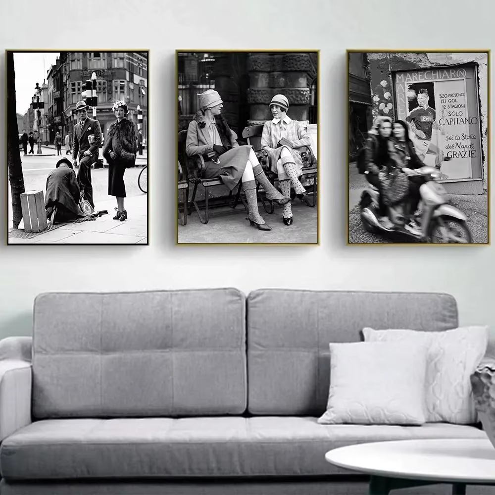 패션 흑백 빈티지 사진 인쇄 이탈리아 파리 거리 포스터 - Vintage Fashion Prints For Wall 리뷰 및 가격