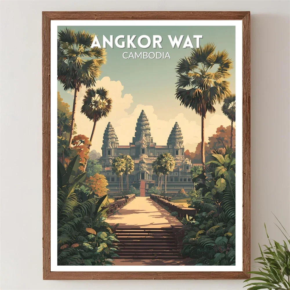 앙코르와트 캄보디아 정글 사원 여행 포스터 프린트 빈티 - Vintage Fashion Wall Art 리뷰 및 가격