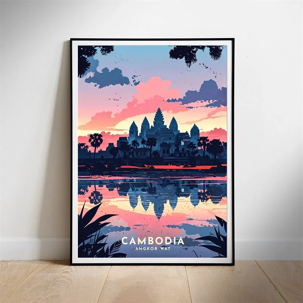 앙코르와트 캄보디아 정글 사원 여행 포스터 프린트 빈티 - Vintage Fashion Wall Art 리뷰 및 가격