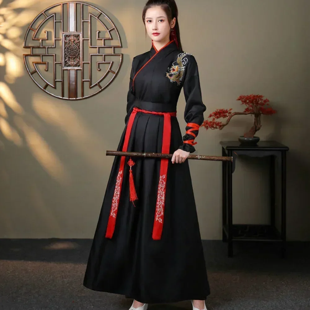 현대 Hanfu 여성 탑 스커트 2 조각 세트 남성 빈 - Vintage Fashion Queen 리뷰 및 가격