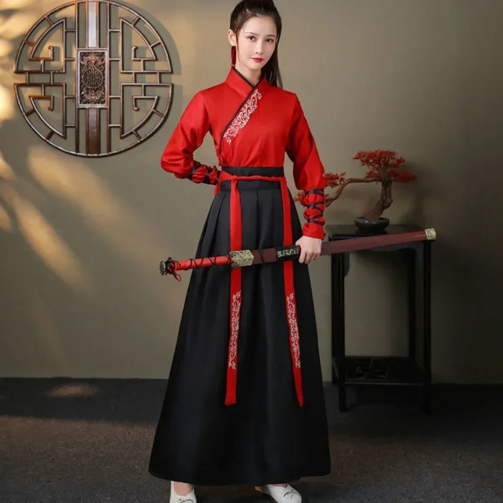 현대 Hanfu 여성 탑 스커트 2 조각 세트 남성 빈 - Vintage Fashion Queen 리뷰 및 가격