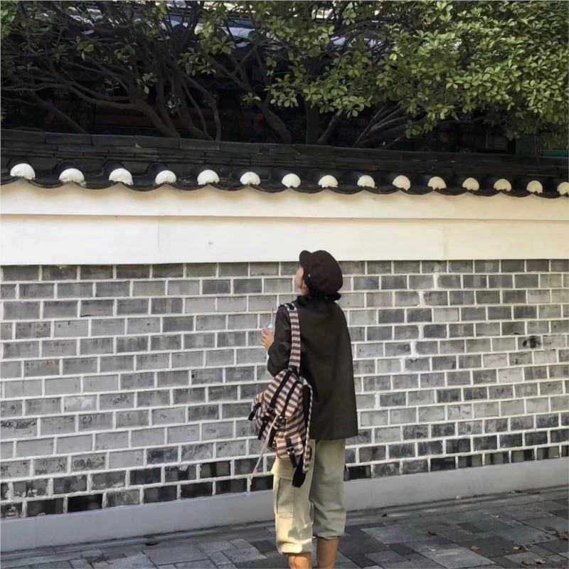 하라주쿠 빈티지 배낭 여성 독특한 컬러 블록 스트라이프 - Vintage Fashion Boutique 리뷰 및 가격