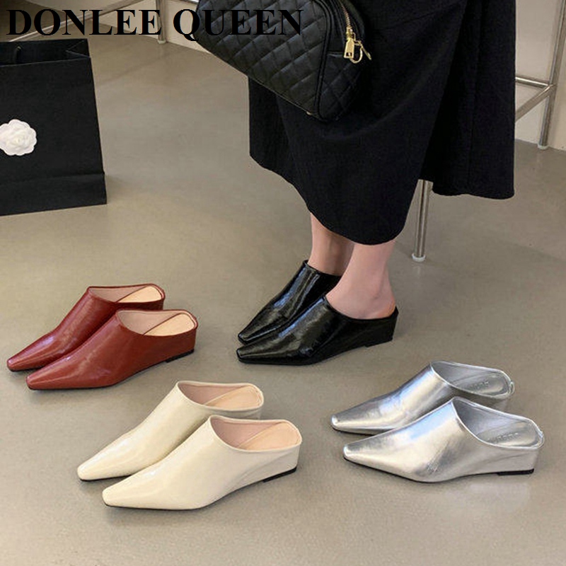 여성 패션 클로즈 토 뮬 슬리퍼 여성 스퀘어 토 캐주얼 - Vintage Fashion Queen 리뷰 및 가격