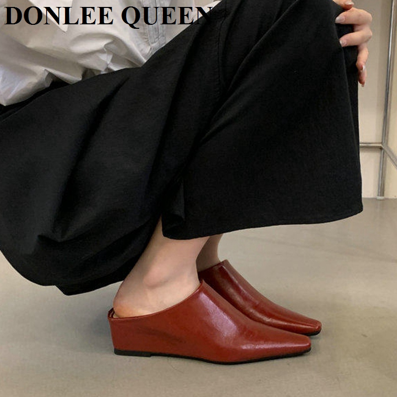 여성 패션 클로즈 토 뮬 슬리퍼 여성 스퀘어 토 캐주얼 - Vintage Fashion Queen 리뷰 및 가격