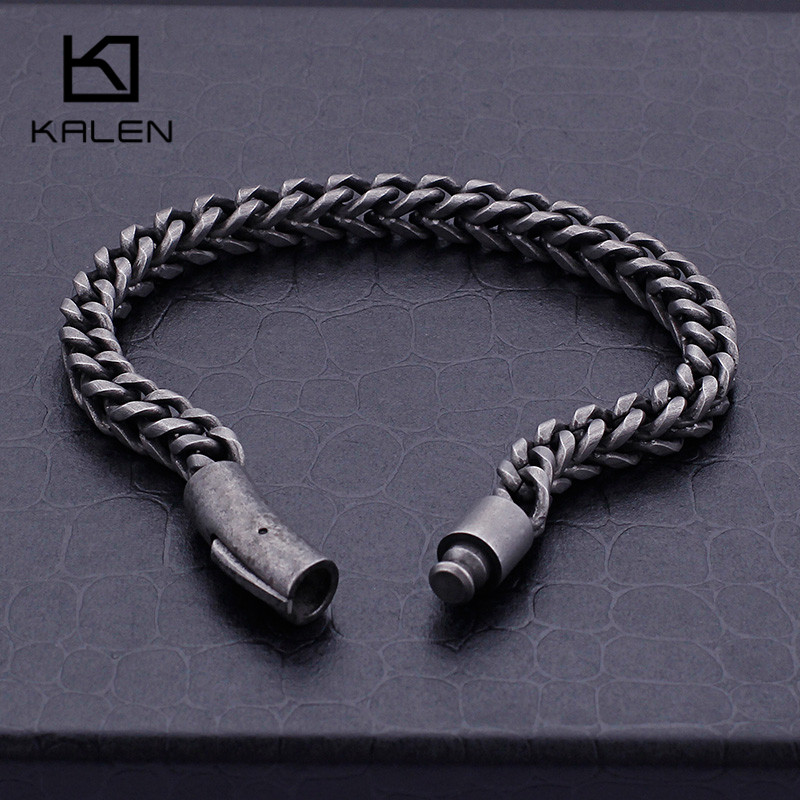 KALEN 레트로 스테인리스 스틸 브레이드 링크 체인  - Z Vintage Fashion 리뷰 및 가격