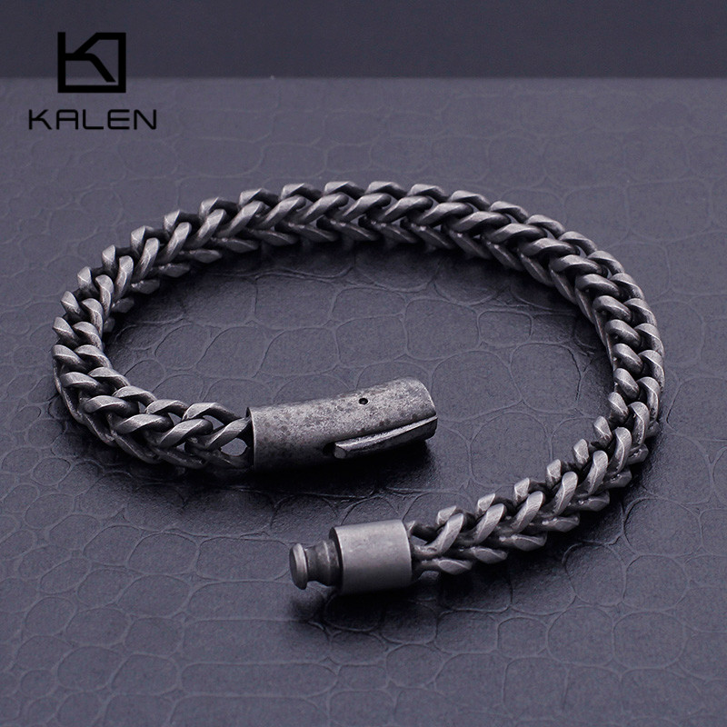 KALEN 레트로 스테인리스 스틸 브레이드 링크 체인  - Z Vintage Fashion 리뷰 및 가격