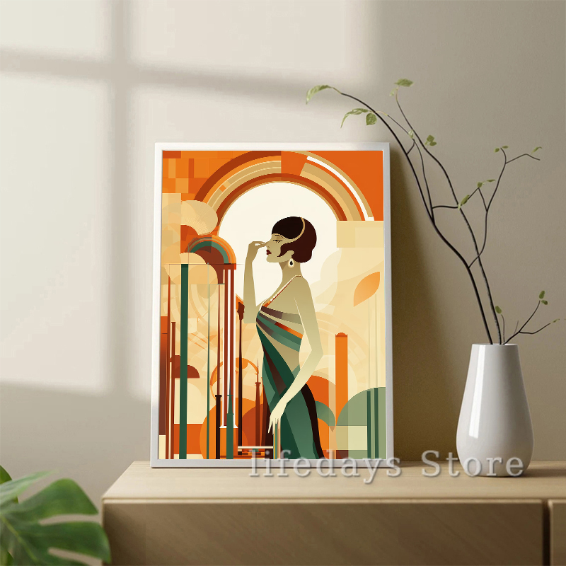 빈티지 아트 데코 여성 초상화 포스터 인쇄 패션 소녀  - Vintage Fashion Prints For Wall 리뷰 및 가격