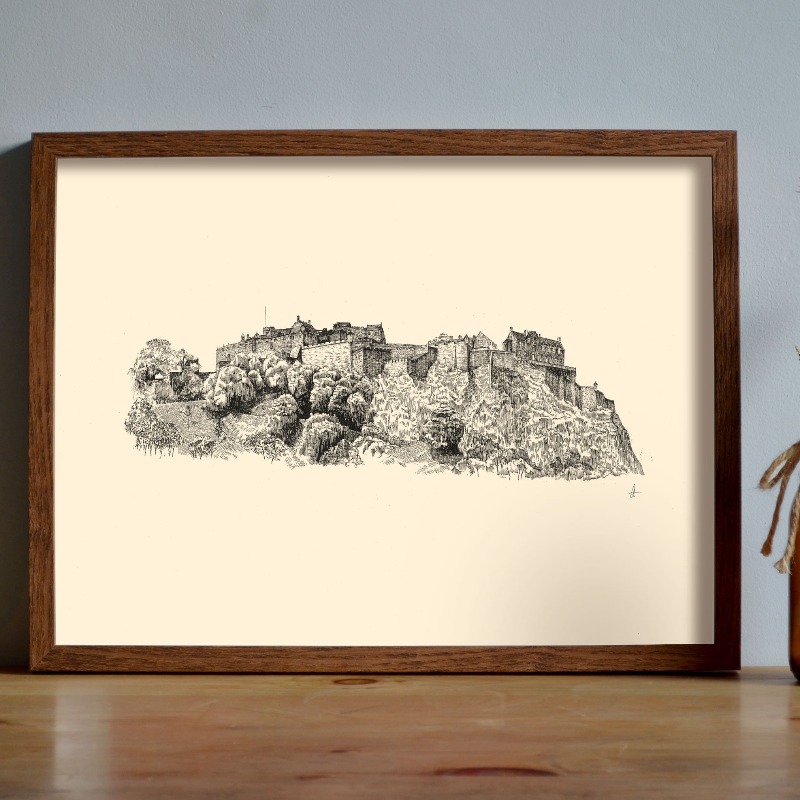 빈티지 에든버러 성 펜 잉크 드로잉 스케치 포스터 스코 - Vintage Fashion Wall Art 리뷰 및 가격