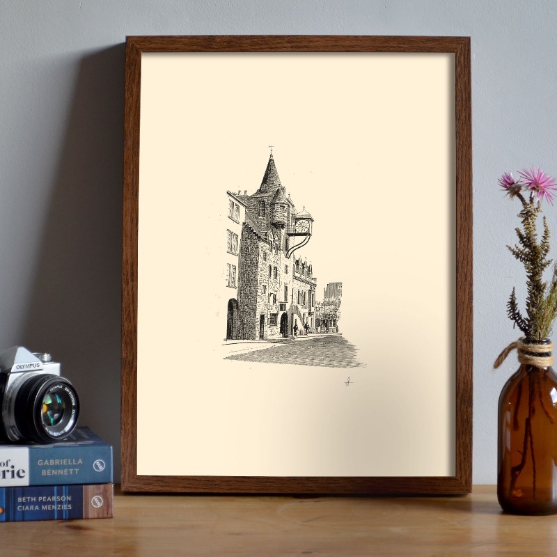 빈티지 에든버러 성 펜 잉크 드로잉 스케치 포스터 스코 - Vintage Fashion Wall Art 리뷰 및 가격