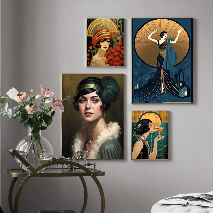 빈티지 플래퍼 소녀 포스터 1920 년대 패션 스타일  - Vintage Fashion Prints For Wall 리뷰 및 가격